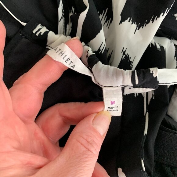 Athleta Ikat Bloom maxi dress black white Faux wrap skirt tulip halter Medium - Picture 5 of 5